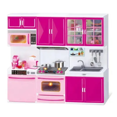 Simulation Kitchen Cabinets Set Children Pretend Play Cooking Tools Mini Dolls Tableware Suits