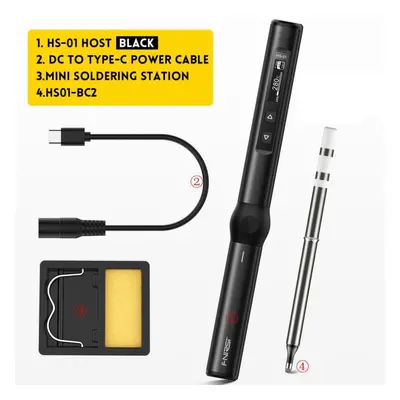 (black, black HS01-BC2) Fnirsi Hs-01 Smart Electric Soldering Iron Pd 65w Adjustable Constant Te