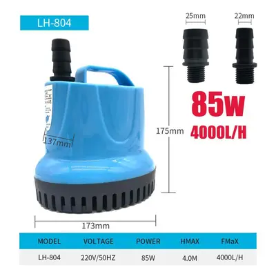 (EU Plug/85W) 10/18/25/45/60/85w 600-4500l/h Submersible Water Pump 220v Aquarium Tank Water Tan