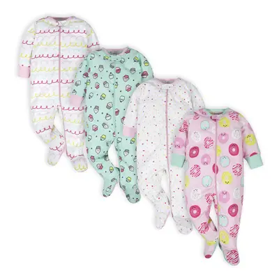 Onesies Brand Baby Girls' 4-Pack Sleep 'N Play Footies Multi Pack Pink Sweet Treat Newborn