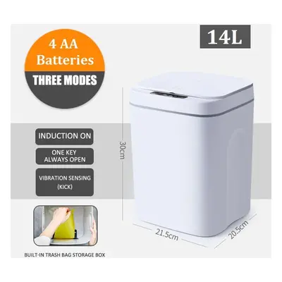 (white, Battery) Smart Trash Can Wireless Sensor Automatic Trash Bin Touchless Garbage Bin Bathr