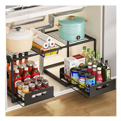 (2 Tier Pull-out) Under Sink Storage Rack Tier Under Sink Storage Kitchen Organizer Rack Two Pul