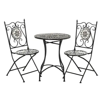 Outsunny Pcs Mosaic Tile Garden Bistro Set Outdoor w/ Table Folding Chairs