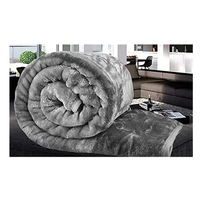 New Thermal Charcoal Faux Fur Mink Throw Blanket Soft Warm Thick Bed Sofa Double King (King - 20