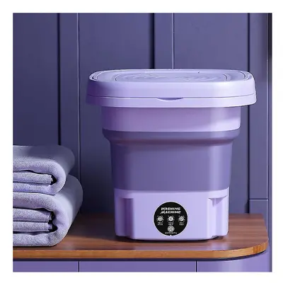 (Purple, US) 8l Folding Washing Machine Portable Sock And Underwear Retractable Household Washin