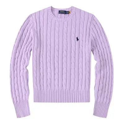 (Light purple, S) Women Crew Neck Sweatshirt Solid Jumper Long Sleeve Pullover Sweater Multicolo