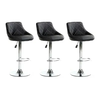 SET OF BLACK MADRID GAS LIFT BAR STOOLS, BREAKFAST KITCHEN BAR ETC