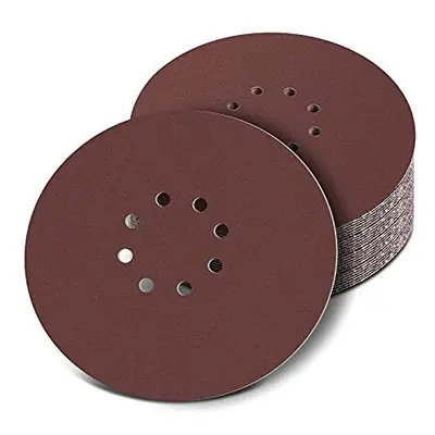 225mm Sanding Disc 120/240 Grit, 30Pcs Hook and Loop Sandpaper Holes Sander Pads for Drywall Lon