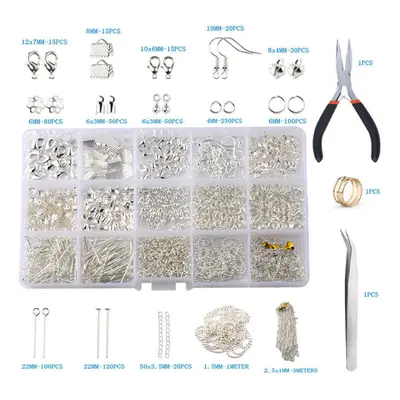 (Silver) 870pcs Gold/Silver/Bronze Repair Metal Tools DIY Craft Supplies Jewelry Making