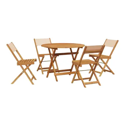 vidaXL Garden Dining Set Piece Table & Chair Beige Fabric and Solid Wood