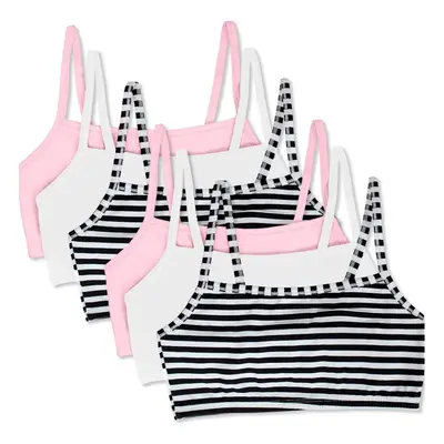 Fruit of the Loom Women's Spaghetti Strap Cotton Pullover Sports Bra Value Pack Stripe/Stripe/Wh