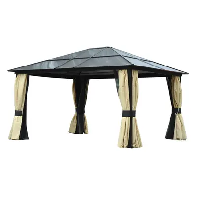 Outsunny x 3.6m Hardtop Gazebo Canopy w/ Polycarbonate Roof & Aluminium Frame