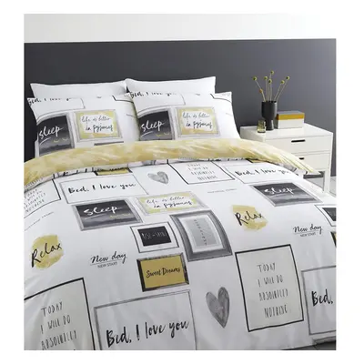 Catherine Lansfield Sleep Dreams Ochre King Size Duvet Cover Set Easy Care Bedding