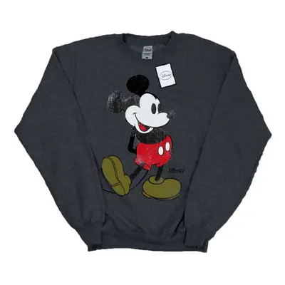 (L, Dark Heather) Disney Mens Mickey Mouse Classic Kick Sweatshirt