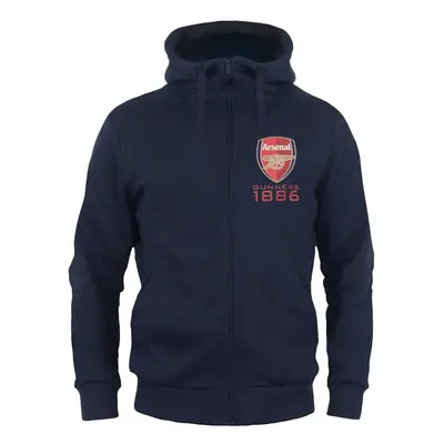 (Navy Crest, Small) Arsenal FC Mens Hoody Zip Fleece OFFICIAL Football Gift