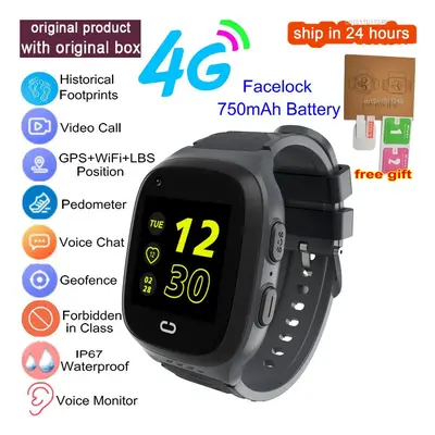 (black, European Version) Kids Smart Watch 4G GPS Wifi Video Call SOS Tracker IP67 Waterproof Ch