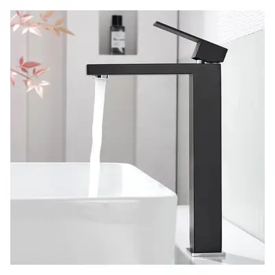 Extra Tall Black Basin Faucet, Stainless Steel Single Lever Bathroom Mixer Tap For Raised Basin,