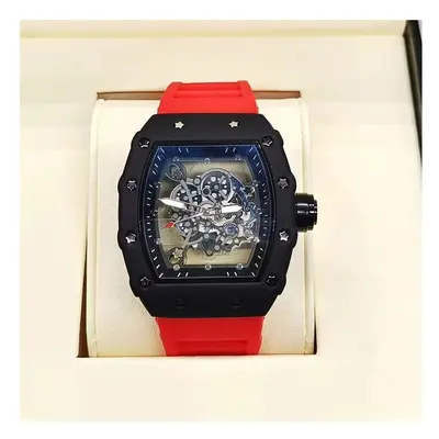 (Red) Richard 3-pin transparent bottoming full function men's watch top brand luxury watch men's