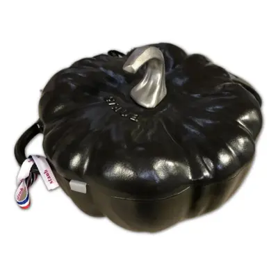 STAUB PUMPKIN CAST IRON COCOTTE, MATTE BLACK, 24CM, SILVER KNOB