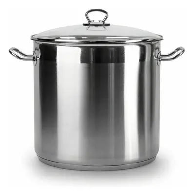 (20 Ltr) GEEZY Large Deep Stainless Steel Cooking Stock Pot Glass Lid Induction Base