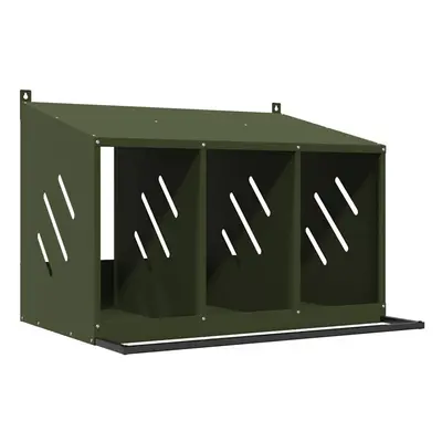 (olive green, x x 59,5 cm) vidaXL Chicken Nesting Box with Compartments Olive Green Metal