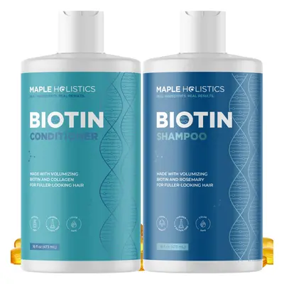 Volumizing Biotin Shampoo and Conditioner Set - Sulfate Free Shampoo a