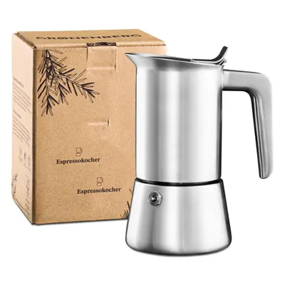 (4 Tasses (200 ml)) Moka Pot | Espresso maker (4-6 Cup) incl. extra sealing I Stainless steel I 