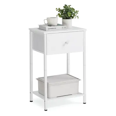 VASAGLE Nightstand Side Table with Fabric Drawer 24-Inch Tall End Table with Storage Shelf Bedro