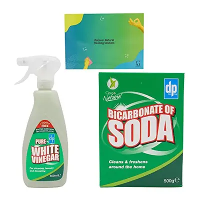 Bicarbonate of Soda for Cleaning 500g and White Vinegar Spray 500ml Bundled With Glameno Cleanin