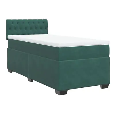 vidaXL Box Spring Bed with Mattress Home Bed Frame Dark Green 90x190 cm Velvet