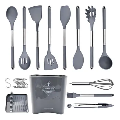 (grey, 13pcs) New Grey Kitchen Cookware Silicone Kitchenware Non-stick Cooking Tool Spatula Ladl