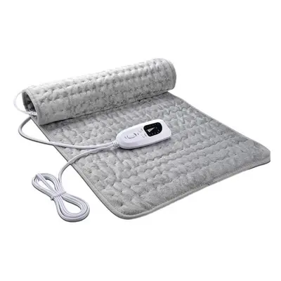 (silver gray, EU Plug) Long Lasting Fast Heating Electric Heated Pad Plush Pain Relief