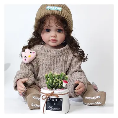 (as the picture) 55cm Npk Reborn Doll Toddler Girl Betty Toy Very Soft Full Body Silicone Girl D