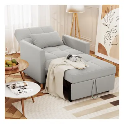 (Light Grey) YODOLLA Adjustable Sofa Bed Chair Sleep Armchair