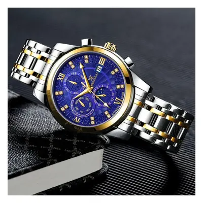 (blue,gold) Weisikai 5008b Men Watches New Top Brand Luxury Men&apos;s Watch With Box Waterproof