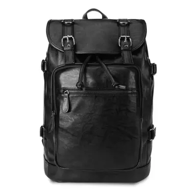 (black, 32*18.5*47cm) Men&apos;s Travel Backpack Street Casual Large Capacity Backpack Leather C