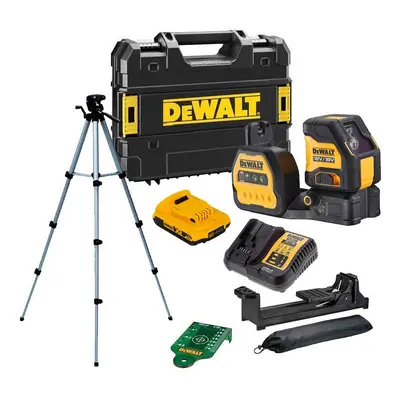 Dewalt DCE088D1G18 18v Cross Line Green Beam Laser x 2.0Ah + Tripod + Bag