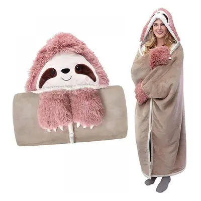 (pink,khaki) Sloth Blanket, Cuddly Blanket With Sleeves, Women, Portable Blanket, Sofa Blanket, 