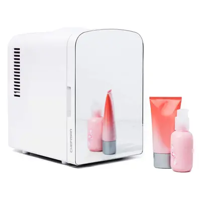 (Mirrored White, U.K. Version) Portable Mirrored Personal Fridge Litre Mini Refrigerator, Skin C