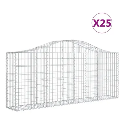 (200 x x 80/100 cm/25 pcs) vidaXL Arched Gabion Basket Stone Basket Gabion Retaining Wall Galvan