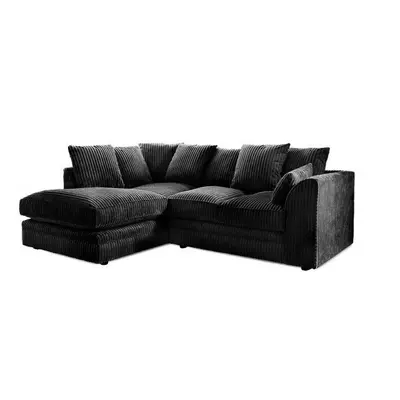 (Black, Left Hand) Porto Jumbo Cord Corner Sofa