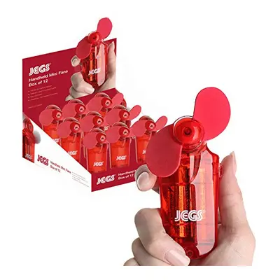 Jegs Red Mini Portable Pocket Sized Hand Held Cooling Fan with Foam Blades - Box Of Translucent 