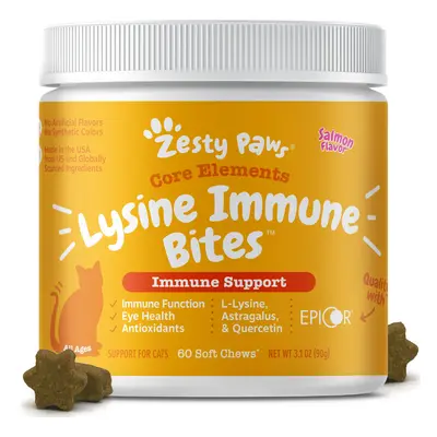 Zesty Paws, Lysine Immune Bites For Cats, Immune Support, Salmon