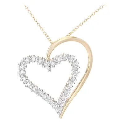 Jewelco London 9ct Yellow Gold Round 5pts Diamond Heart Pendant Necklace inch 46cm - PP0AXL3175Y