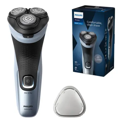 Philips Electric Shaver Series 3000X - Wet & Dry Electric Shaver for Men in Celestial Blue, with