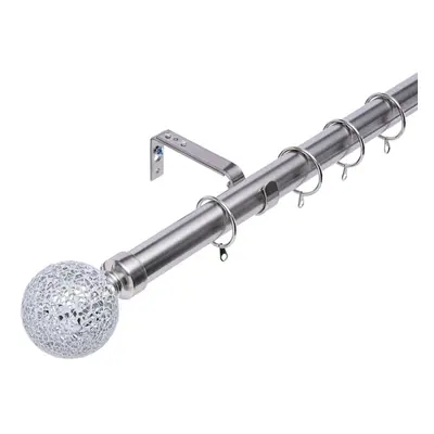 (Polished Steel, cm - cm) Crackle Glass Ball Finials mm Extendable Curtain Poles Rods Voiles