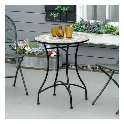 Outsunny 60cm Mosaic Round Bistro Table Outdoor Garden Side Table, Green