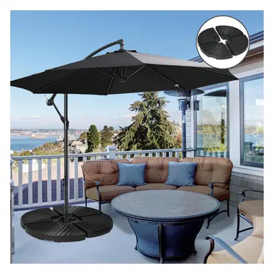 Outsunny 4PCs Parasol Bases Umbrella Weights w/ Handles for Garden Patio, Black