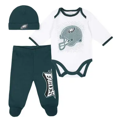 NFL Philadelphia Eagles Pack Bodysuit Footed Pant and Cap Registry Gift Set Green/White Philadel