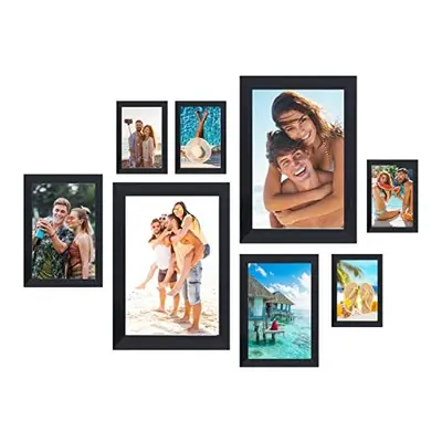 8 Pcs Multi Photo Frames Multiple Size Photograph, Black Picture Frame For Tabletop or Wall DÃ©c